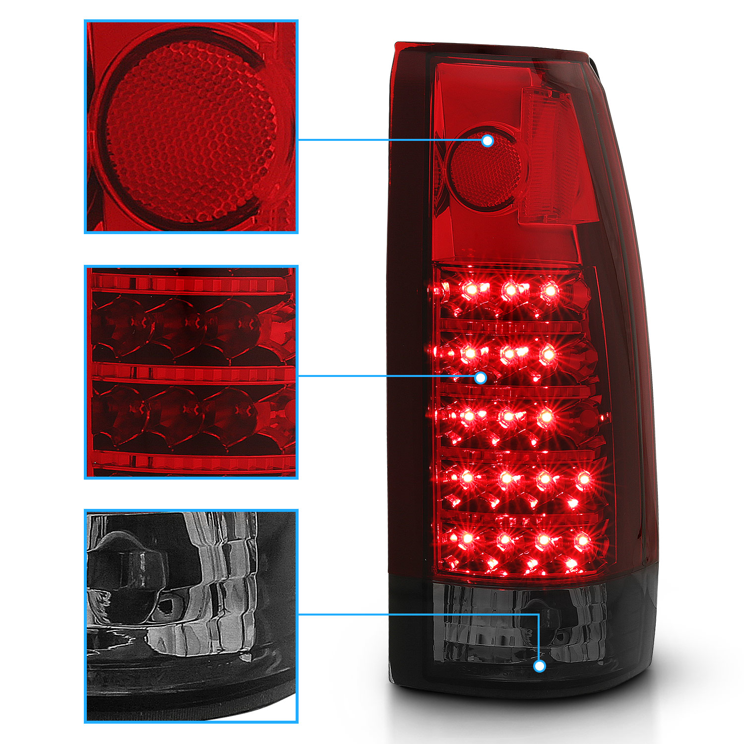 For 19881999 Chevy/GMC C10 C/K Silverado Tahoe Sierra Red Smoke LED